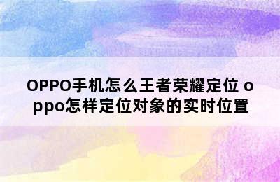 OPPO手机怎么王者荣耀定位 oppo怎样定位对象的实时位置